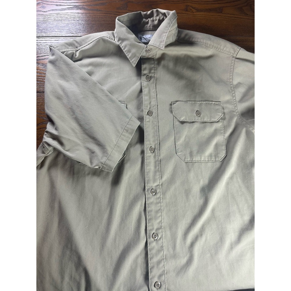 Carhartt Loose Fit Khaki Men's Short Sleeve Button-Up Shirt Cotton Pockets L